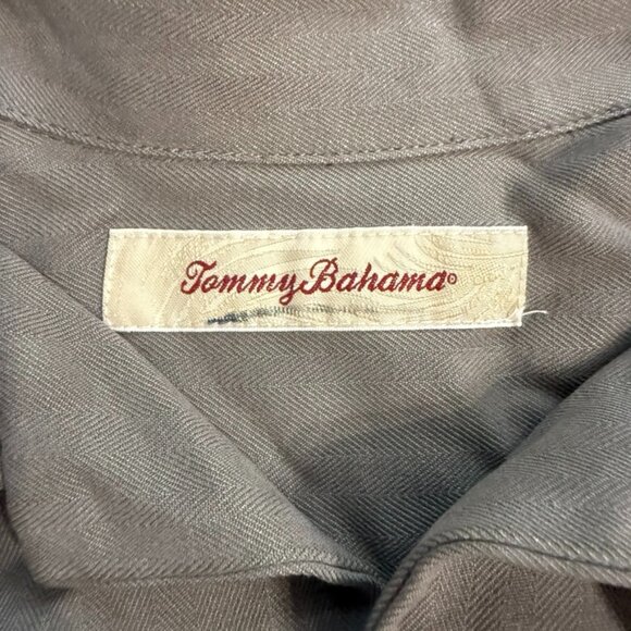 Tommy Bahama Olive Green 100% Silk Short Sleeve Button-Up Shirt - Size XL - Picture 5 of 13